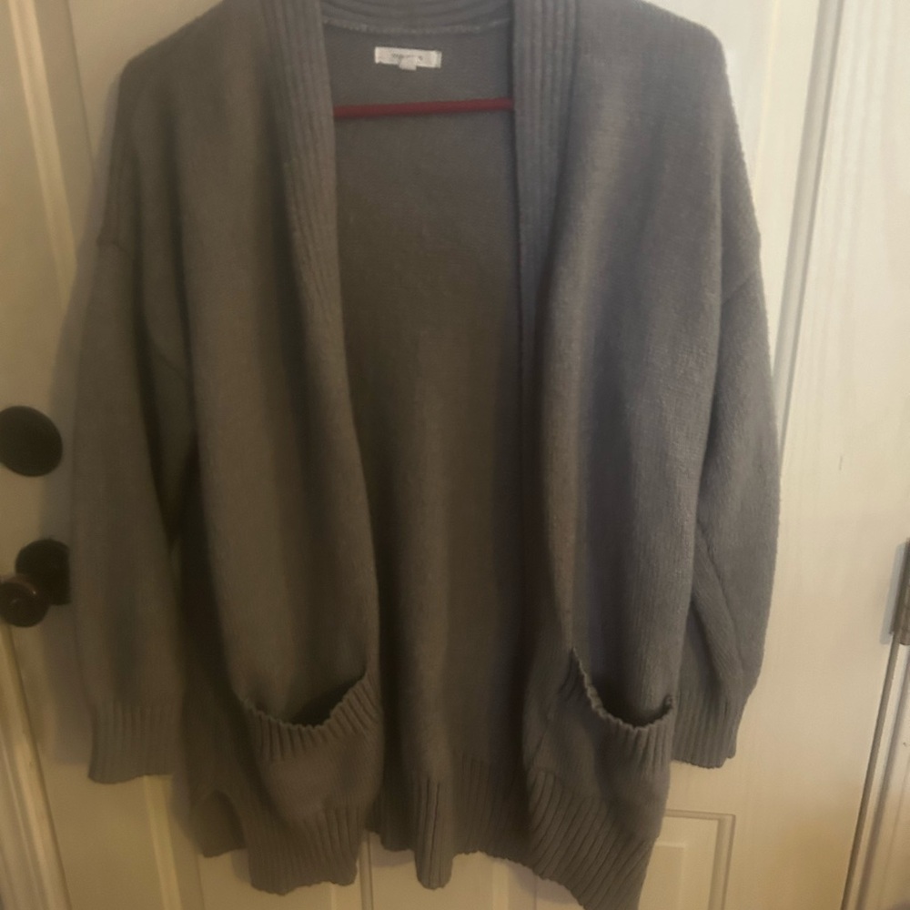 Maurices Charcoal Open-Front Knit Cardigan
